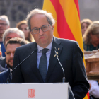 El presidente de la Generalitat, Quim Torra, este martes en el patio dels Tarongers del Palau de la Generalitat.