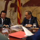 Aragonès y Torra, ayer, en la reunión del Consell Executiu.