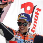 Marc Màrquez celebra su segundo puesto en la carrera de MotoGP del Gran Premio de Holanda.