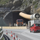 Imagen de las obras del túnel en la carretera C-14, en Organyà. 