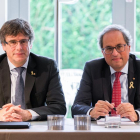Carles Puigdemont i Quim Torra durant la reunió d'aquest dilluns a Bèlgica.