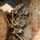 Restos óseos encontrados en Barcelona en la calle Ràfols. 