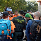 Un grupo de personas que participó ayer en la búsqueda de Blanca Fernández Ochoa.