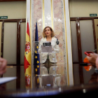 La presidenta del Congreso Meritxell Batet anunciando la fecha del debate de investidura.