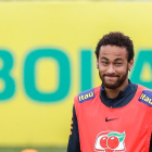 Neymar, ahir durant l’entrenament de la selecció del Brasil.
