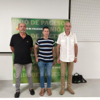 Jaume Pedrós, Rossend Saltiveri i Josep Maria Cortasa, ahir a la seu d’Unió de Pagesos