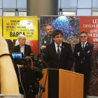 Puigdemont, ahir durant l’atenció als mitjans a la seu del Parlament Europeu a Brussel·les.