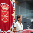 La presidenta de Navarra, María Chivite, ahir en l’acte de presa de possessió del càrrec.