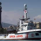 Imagen del barco Open Arms hace unos días en su paso por Barcelona.