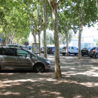 El área para perros del paseo central de Xavier Puig Andreu, ayer lleno de coches aparcados.