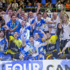 El Lleida Llista celebra su segundo título de la Europe Cup, que ganaron el pasado 28 de abril.