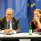 El president Torra, ayer, con Meritxell Serret, delegada en Bruselas.