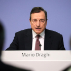 El presidente del BCE, Mario Draghi, ayer, en Frankfurt.