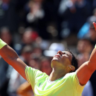 Rafa Nadal celebra la classificació per a una nova final al torneig de Roland Garros.