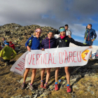 Las tres primeras clasificadas femeninas al llegar a lo alto del Monteixo.