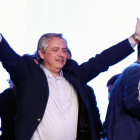 Alberto Fernández tras conocer la victoria en las primarias.