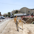 Imagen de las obras de construcción de la nueva rotonda de Alcarràs en la N-II. 