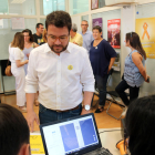 Pere Aragonès, el nou coordinador nacional d’ERC, ahir, mentre votava a Mataró.