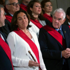 Ernest Maragall mira a Ada Colau i Jaume Collboni mentre Manuel Valls somriu a l’haver impedit que ERC governi a Barcelona.
