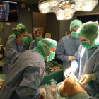 Imagen de la operación en la que se probó este nuevo método de intervención de rodilla. 