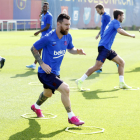 Messi, durante el entrenamiento.