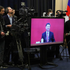 Videoconferencia en la que aparece el lider chino Xi Jimping.