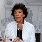 La portaveu del Govern espanyol, durant una roda de premsa posterior al Consell de Ministres.