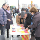 Lloc de recollida de firmes d’UJP-UGT, ahir, a Lleida.