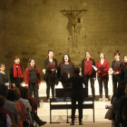 Un moment del concert coral que va tenir lloc ahir a la nau central de la Seu Vella de Lleida.