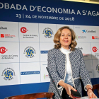 La ministra de Economía, Nadia Calviño, ayer, en el XXIII Encuentro de Economía de S’Agaró.