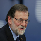 El president del Govern central, Mariano Rajoy, a l’arribar a la cimera de líders de la UE.