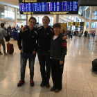 Biscarri, Svetlana y Natalya, a su llegada a Copenhague.