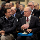 L’expresident de Bankia, Rodrigo Rato (dreta), ahir, a l’Audiència Nacional.