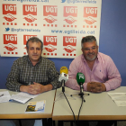 Antoni Dolcet i Xavier Perelló, ahir durant la presentació de l’informe de la campanya agrària.