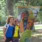 Un gran póster de Juanjo Garra fue desplegado ayer durante las II Jornadas de Ciclismo Femenino.
