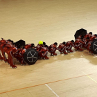 Equipo del Lleida PA, representando una espectacular coreografía basada en la Fórmula 1.
