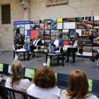 Un instant del debat celebrat ahir a l’IEI sobre la situació de la llengua catalana.