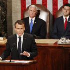 Emmanuel Macron durante su discurso ante el Congreso de EEUU.