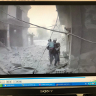 Imagen de un bombardeo en Guta Oriental.