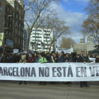 Manifestación en las Ramblas de Barcelona contra la especulación con los alojamientos.