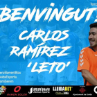 El cartell del Lleida donant la benvinguda al nou jugador.