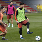 Messi, durant l’entrenament de dijous que va fer la plantilla barcelonista.