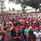 Concentració de chavistes a la ciutat veneçolana de Cúa, ahir.