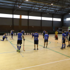 Los jugadores del Lleida Llista, durante un entrenamiento en el pabellón de Mollerussa.