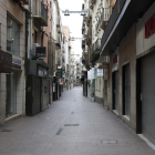 Atípica imatge del carrer Major de Lleida completament buit, el mes d’abril passat, per la Covid.