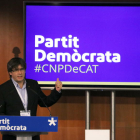 Puigdemont durant una intervenció al consell nacional del PDeCAT el setembre del 2017.
