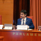 El conseller Jordi Puigneró, ahir, en una compareixença al Parlament.