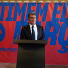 Joan Laporta, ahir durant la presentació de la seua candidatura “Estimem el Barça”.