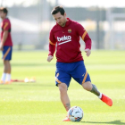 Leo Messi durante el entrenamiento en la Ciutat Esportiva.
