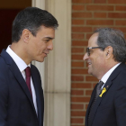 Sánchez i Torra durant la reunió que van mantenir al juliol.